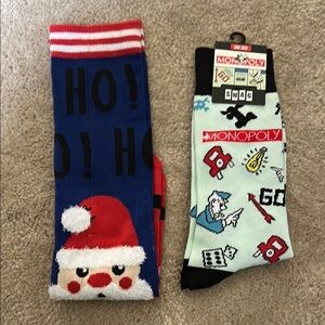 Themed Men's Socks - Swag Ho Ho Ho Santa & Monopoly Game.